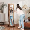 HOMCOM 360Â° Swivel Jewelry Armoire, Lockable Jewelry Cabinet with Full-Length Mirror, Storage Shelves, Rustic Brown